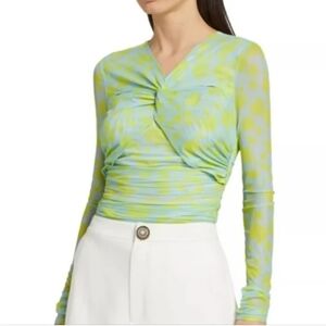 Cinq à Sept  Long Sleeve Ruched Jersey‎ Floral Top